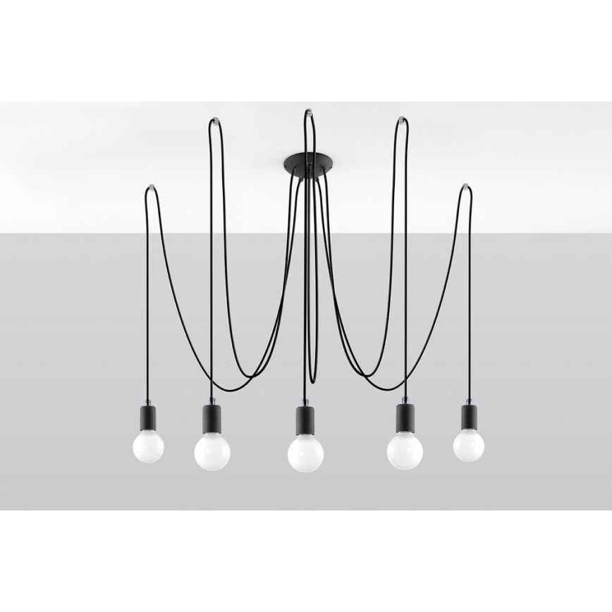 Lühter EDISON 5 5xE27/60W/230V ämblik must
