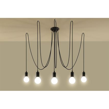 Lühter EDISON 5 5xE27/60W/230V ämblik must