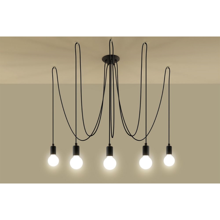 Lühter EDISON 5 5xE27/60W/230V ämblik must