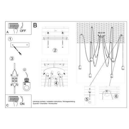 Lühter EDISON 5 5xE27/60W/230V ämblik must