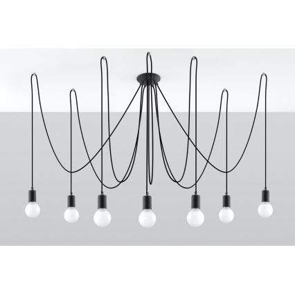 Lühter EDISON 7 7xE27/60W/230V ämblik must