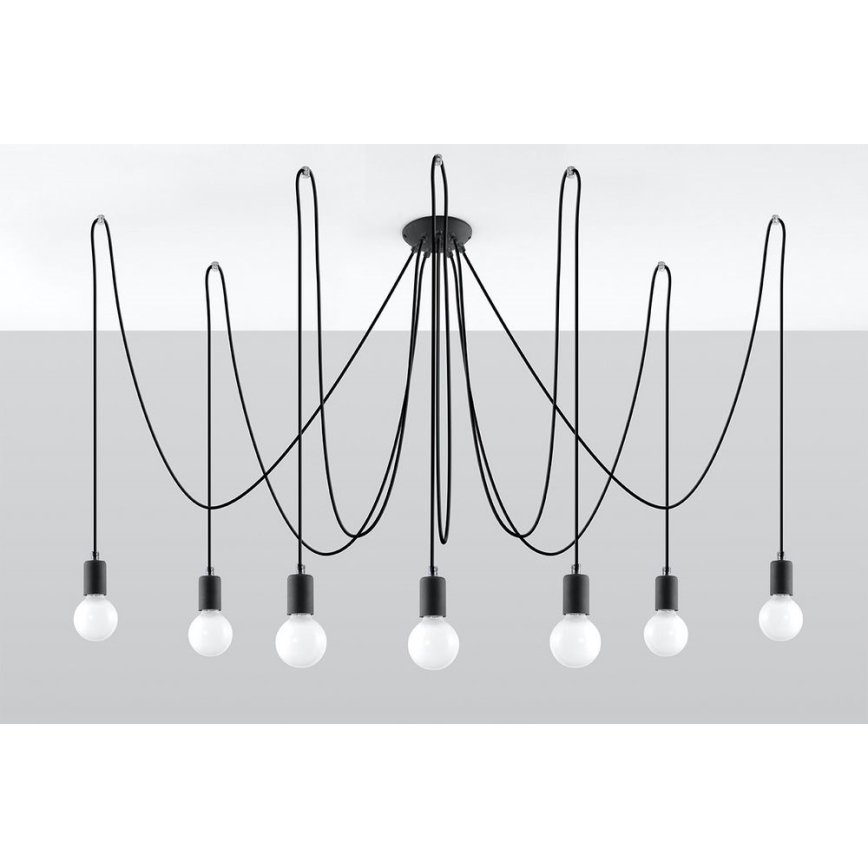 Lühter EDISON 7 7xE27/60W/230V ämblik must