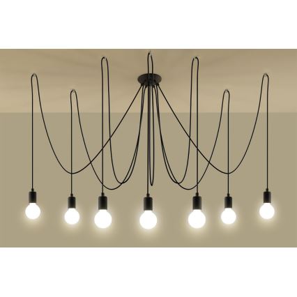Lühter EDISON 7 7xE27/60W/230V ämblik must