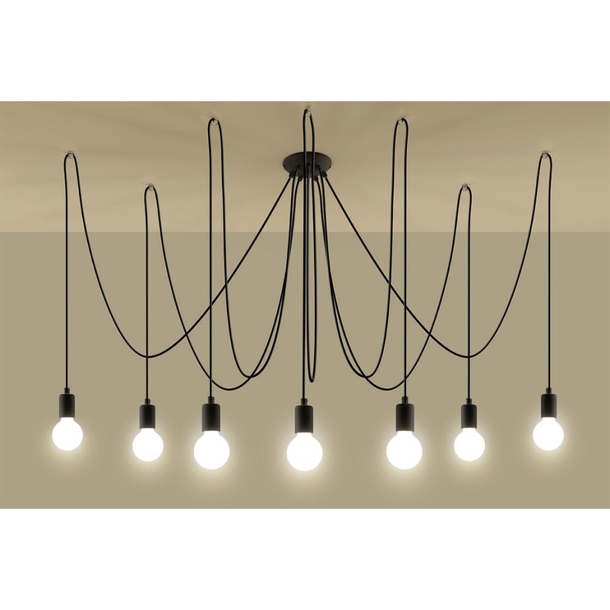 Lühter EDISON 7 7xE27/60W/230V ämblik must