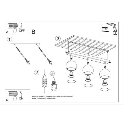 Kohtvalgusti lakke OCULARE 3xGU10/10W/230V