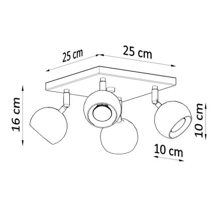 Kohtvalgusti lakke OCULARE 4xGU10/10W/230V