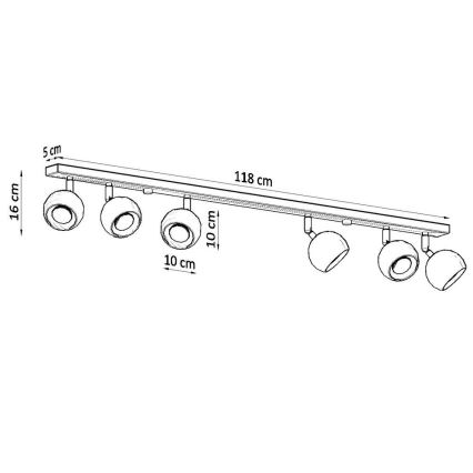 Kohtvalgusti lakke OCULARE 6xGU10/10W/230V