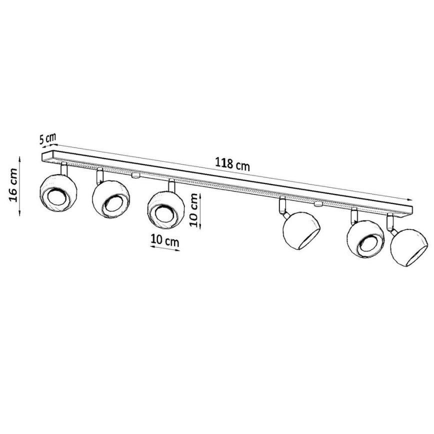 Kohtvalgusti lakke OCULARE 6xGU10/10W/230V