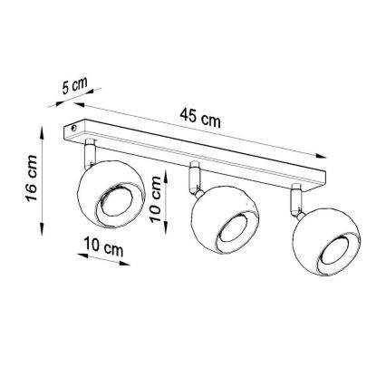 Kohtvalgusti lakke OCULARE 3xGU10/10W/230V