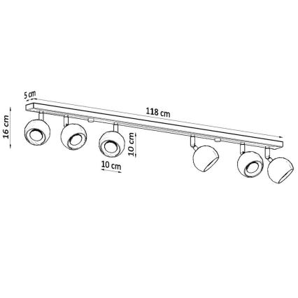 Kohtvalgusti lakke OCULARE 6xGU10/10W/230V