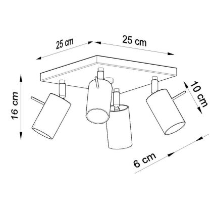 Kohtvalgusti lakke RING 4xGU10/10W/230V