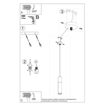 Lühter PABLO 1xGU10/40W/230V must/pöök