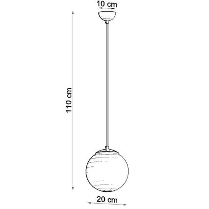 Rippvalgusti TOYA, kaabliga, 1xE27/60W/230V, Ø 20 cm, valge/kuldne