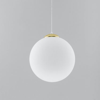 TOYA juhtmega ripatslühter 1xE27/60W/230V, läbimõõt 40 cm, valge/kuldne