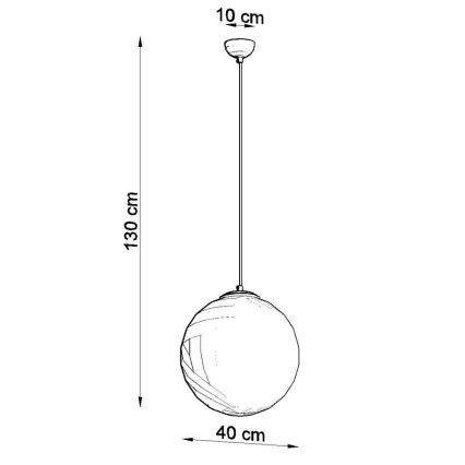 TOYA juhtmega ripatslühter 1xE27/60W/230V, läbimõõt 40 cm, valge/kuldne