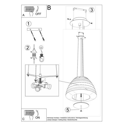 Lühter BELLA 3xE27/60W/230V d. 60 cm valge