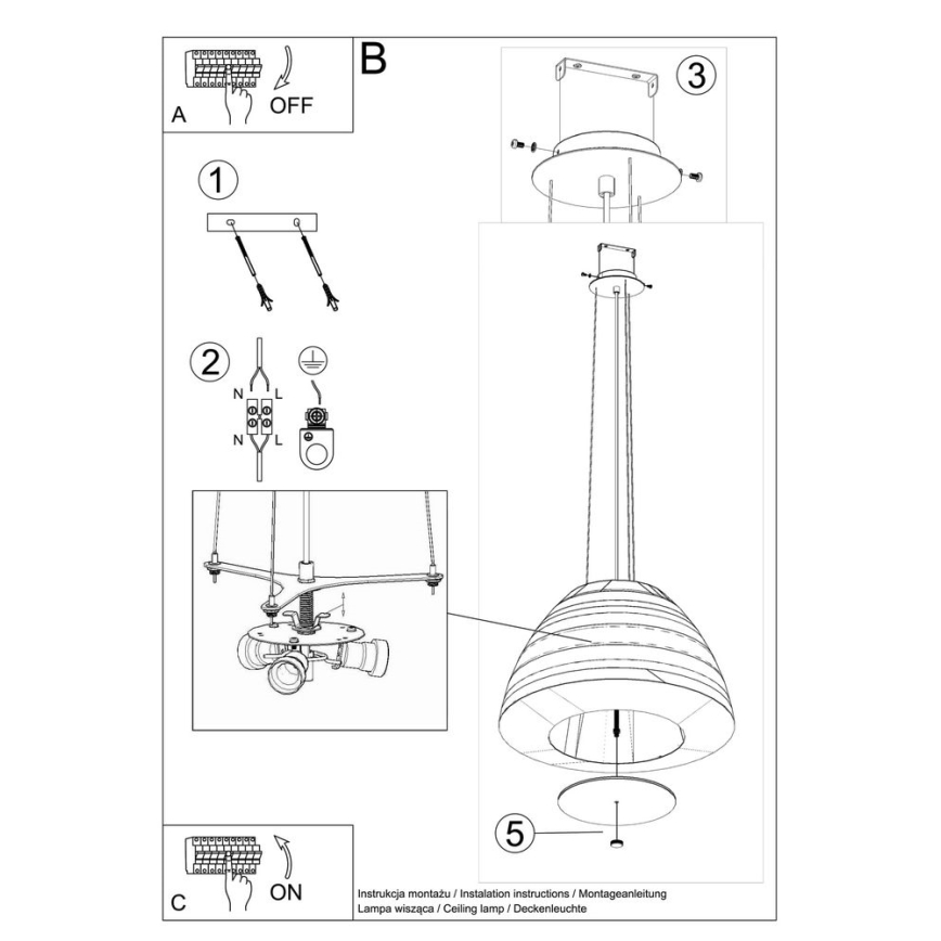 Lühter BELLA 3xE27/60W/230V d. 60 cm valge