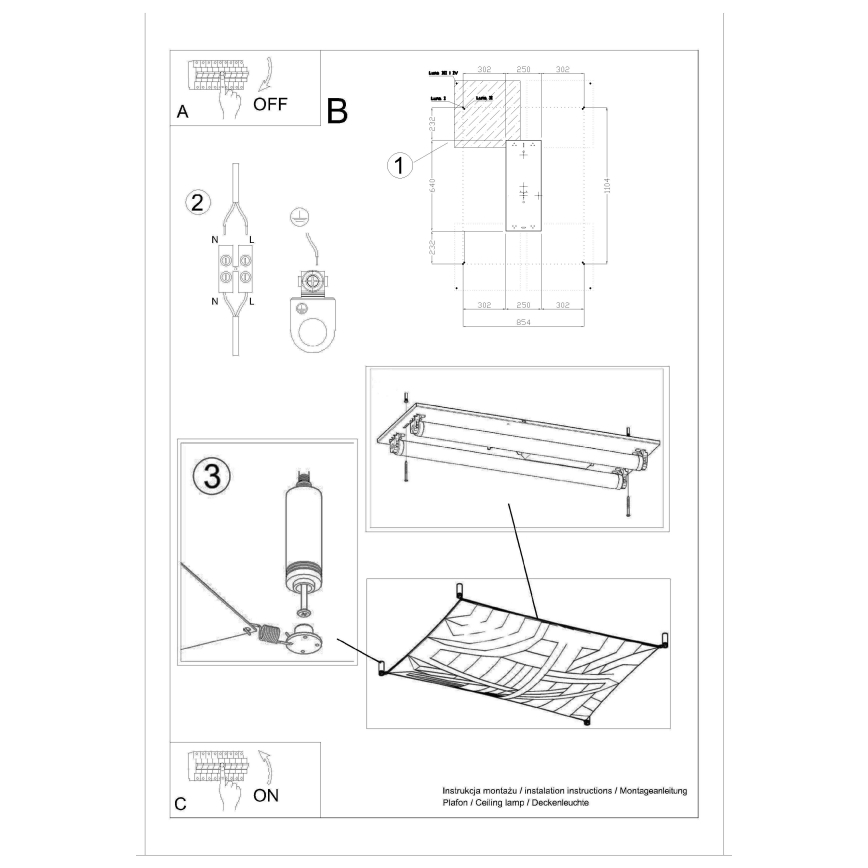 LED laelamp LUNA 2xG13/8,5W/230V 80x105 cm valge