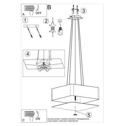 Lühter LOKKO 5xE27/60W/230V 45 cm must