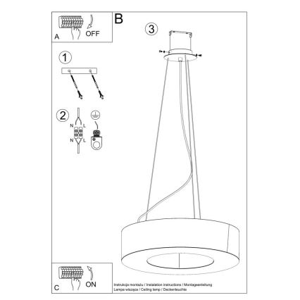 Lühter SATURNO 8xE27/60W/230V d. 90 cm valge