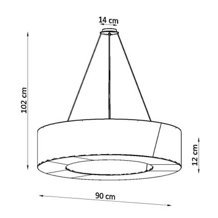 Lühter SATURNO SLIM 8xE27/60W/230V d. 90 cm must