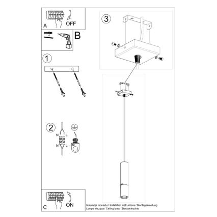 Lühter LOOPEZ 1xGU10/10W/230V must/läikiv kroom