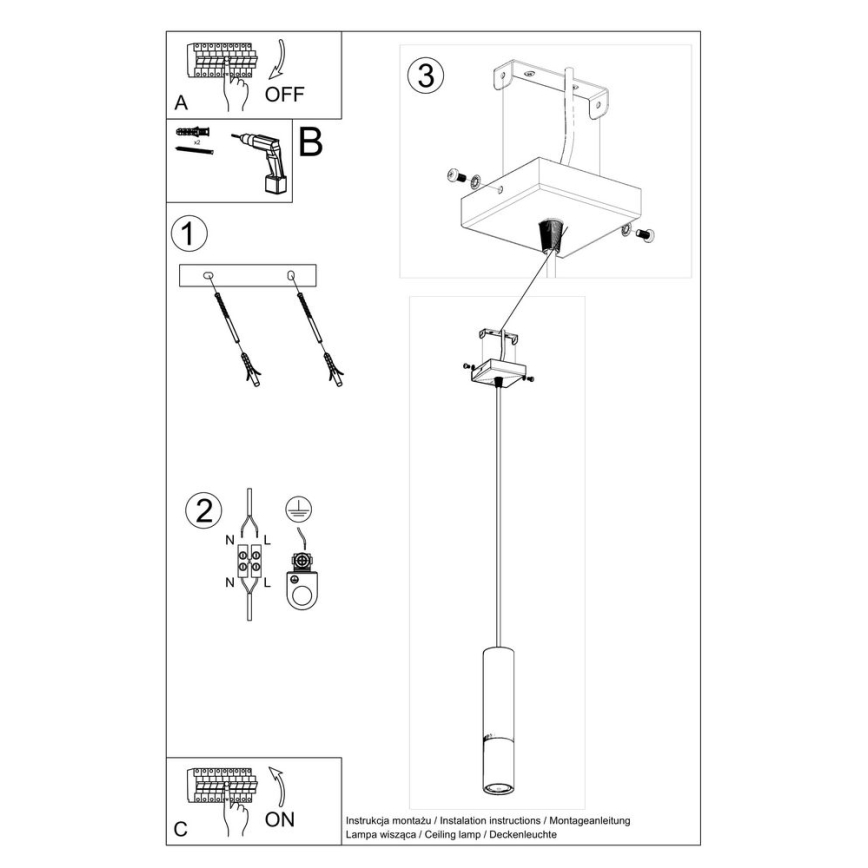 Lühter LOOPEZ 1xGU10/10W/230V must/läikiv kroom