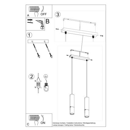 Lühter LOOPEZ 2xGU10/10W/230V must/läikiv kroom