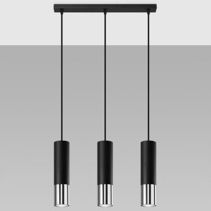 Lühter LOOPEZ 3xGU10/10W/230V must/läikiv kroom