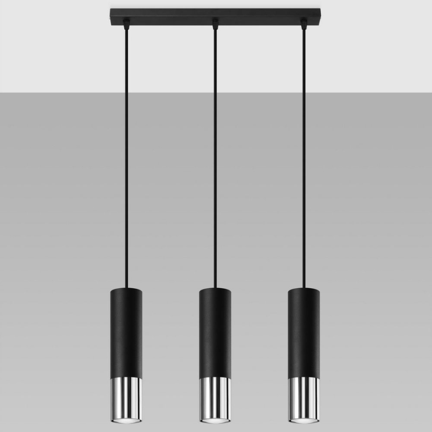 Lühter LOOPEZ 3xGU10/10W/230V must/läikiv kroom
