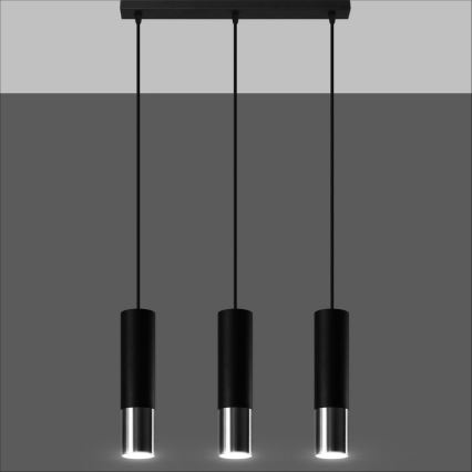 Lühter LOOPEZ 3xGU10/10W/230V must/läikiv kroom