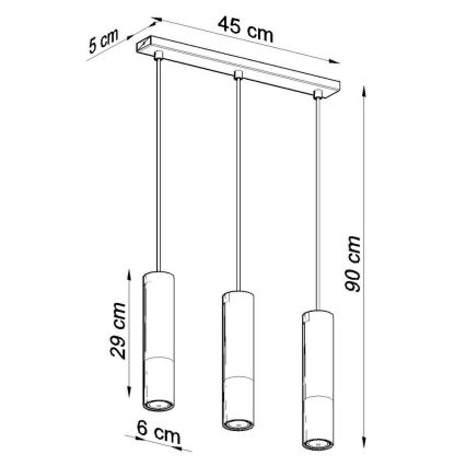 Lühter LOOPEZ 3xGU10/10W/230V must/kroom