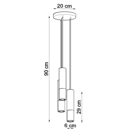Lühter LOOPEZ 3xGU10/10W/230V ümmargune must/läikiv kroom