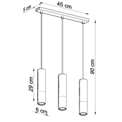 Lühter LOOPEZ 3xGU10/10W/230V must/vask