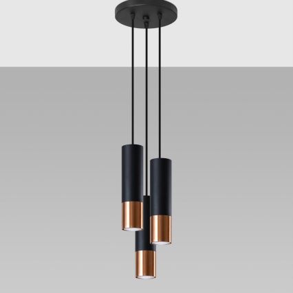 Lühter LOOPEZ 3xGU10/10W/230V ümmargune must/vask