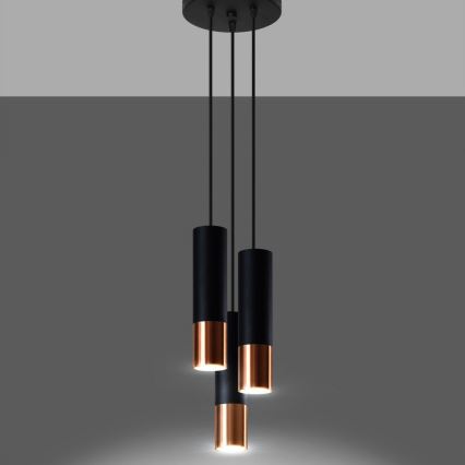 Lühter LOOPEZ 3xGU10/10W/230V ümmargune must/vask