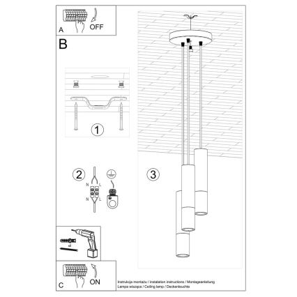 Lühter LOOPEZ 3xGU10/10W/230V ümmargune must/vask