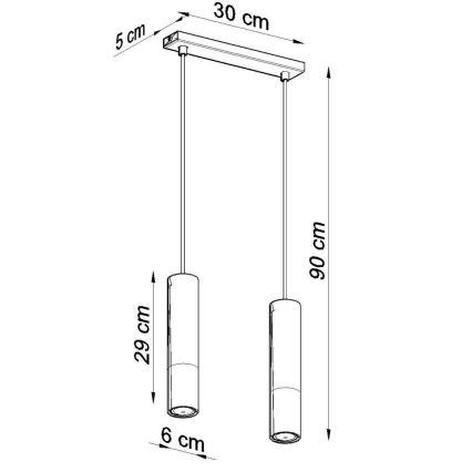 Lühter LOOPEZ 2xGU10/10W/230V must/kuldne