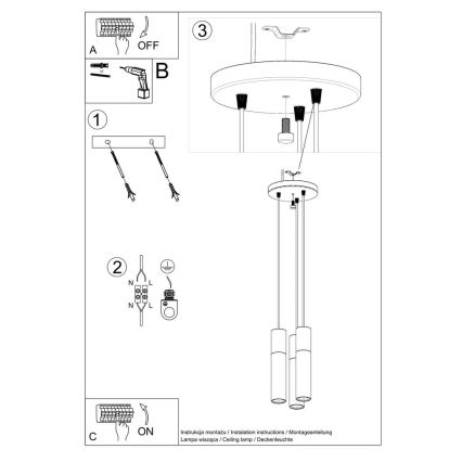 Lühter PABLO 3xGU10/40W/230V valge/pöök