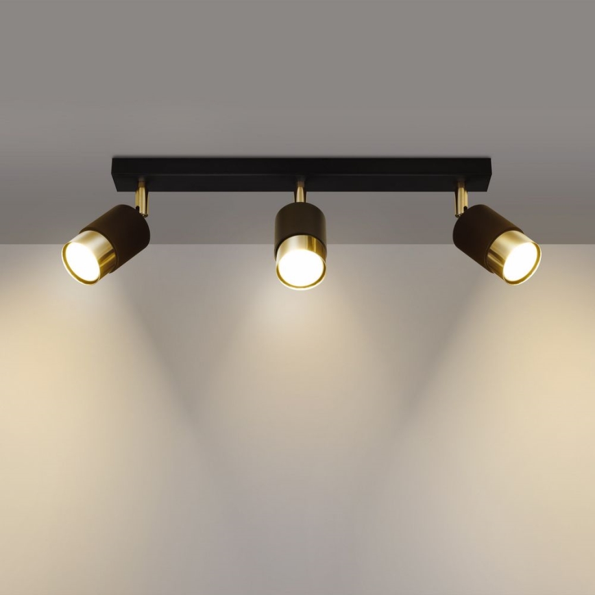 Kohtvalgusti NERO 3xGU10/40W/230V must/kuldne