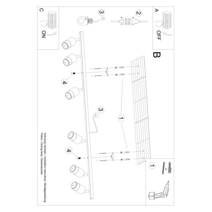 Kohtvalgusti NERO 6xGU10/40W/230V must/kuldne