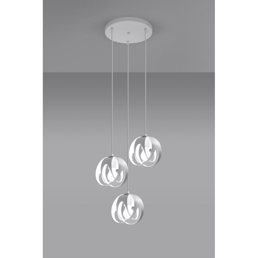 Lühter TULOS 3xE27/60W/230V valge