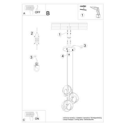 Lühter TULOS 3xE27/60W/230V must