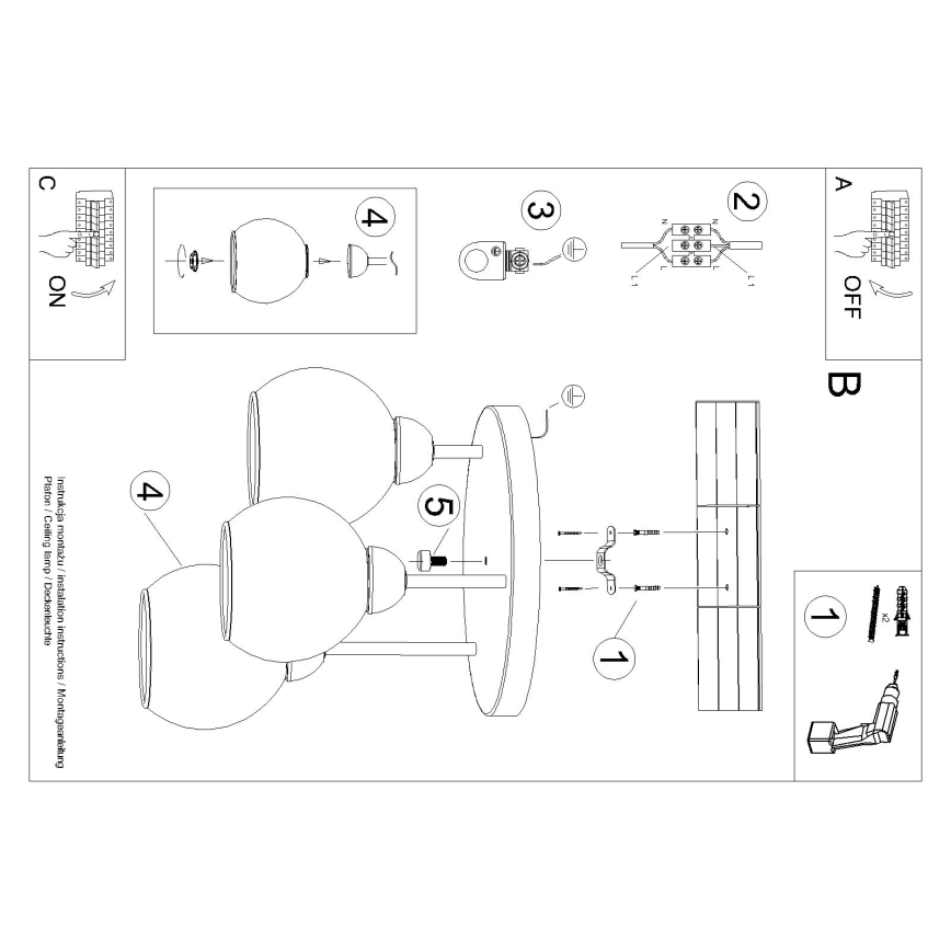 Ripplühter ALINO 3xE27/60W/230V must