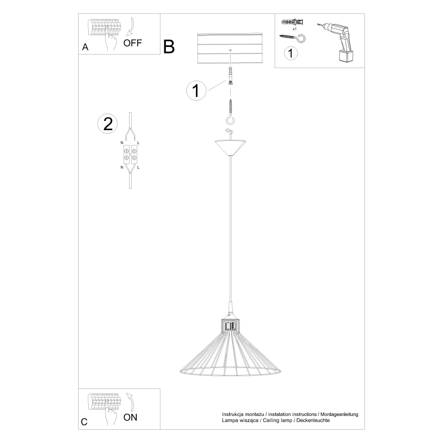 Lühter EDA 1xE27/15W/230V must