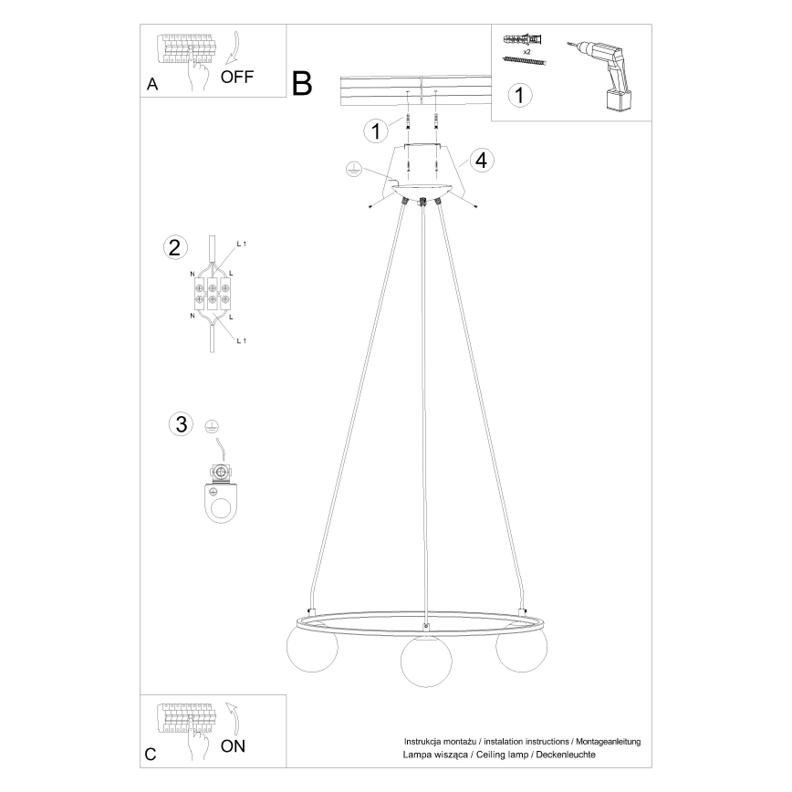 Lühter YOLI 3xG9/8W/230V must