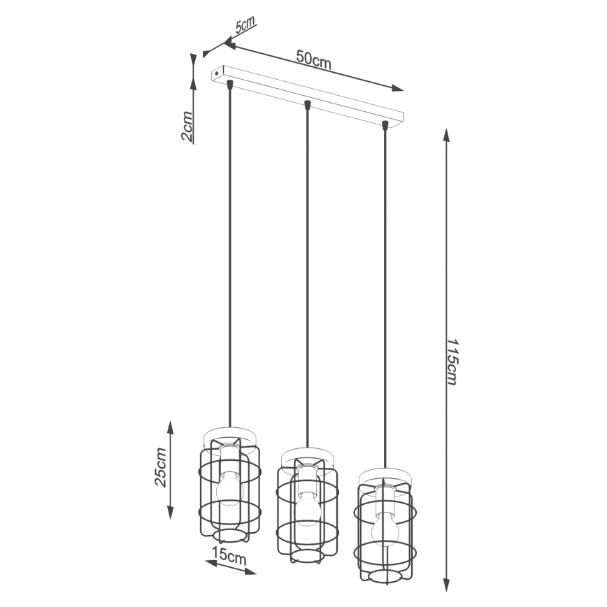 Lühter GOTTO 3xE27/15W/230V must/pöök