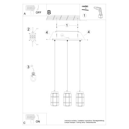 Lühter GOTTO 3xE27/15W/230V must/pöök