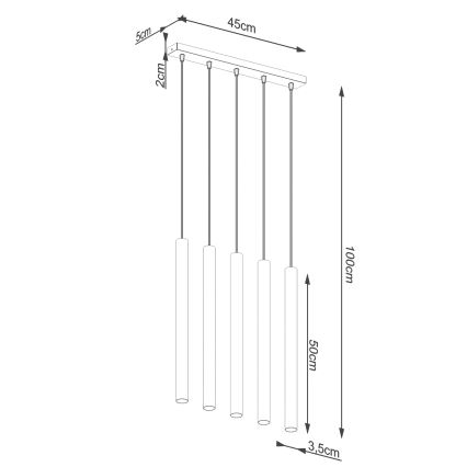 Lühter PASTELO 5xG9/8W/230V betoon