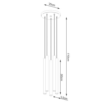 Lühter PASTELO 5xG9/8W/230V betoon